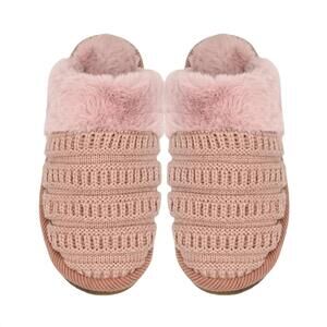 NEW JUDSON & CO. ribbed pattern knitted slippers in blush pink